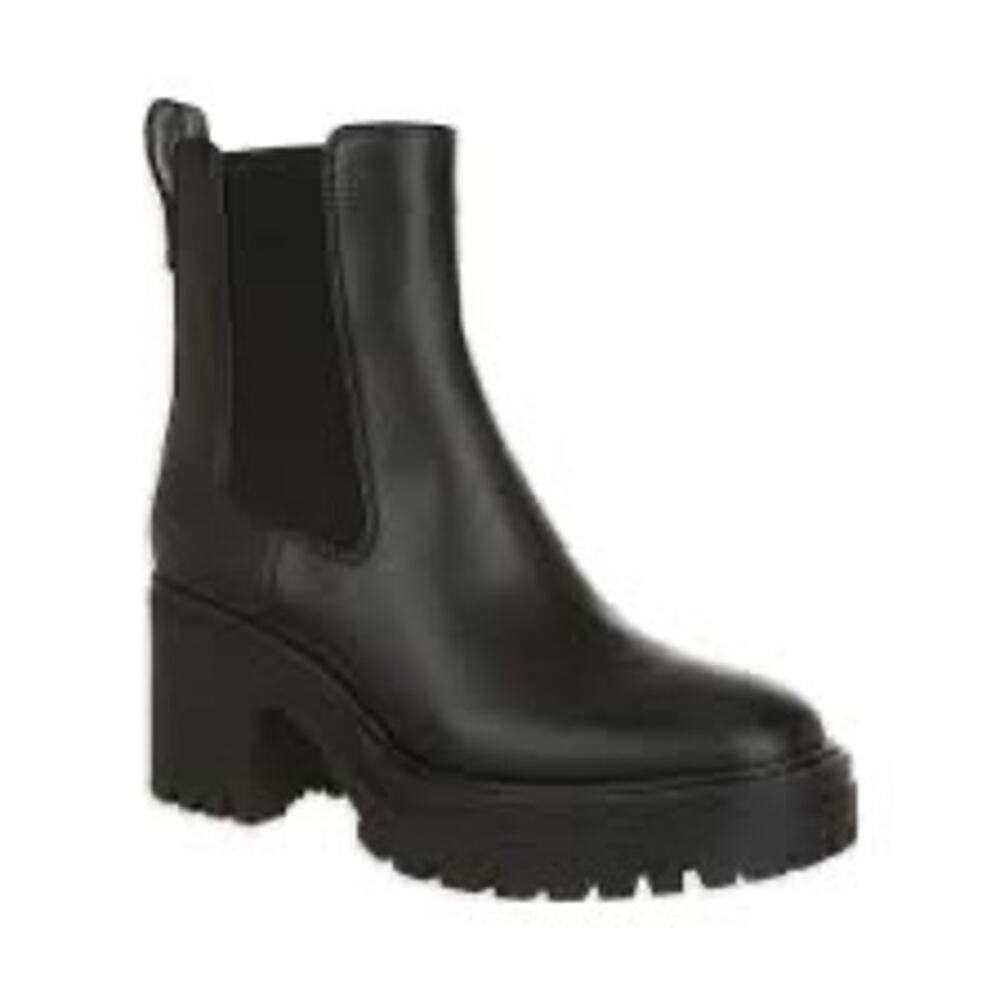 Sam & Libby Black Camila Faux Leather Heeled Chunky Lug Sole Chelsea Boots 11